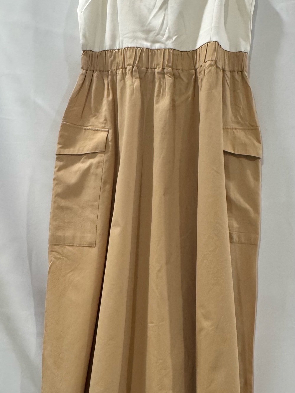 Anthropologie Tan A-Line Maxi Skirt with Cargo Pockets